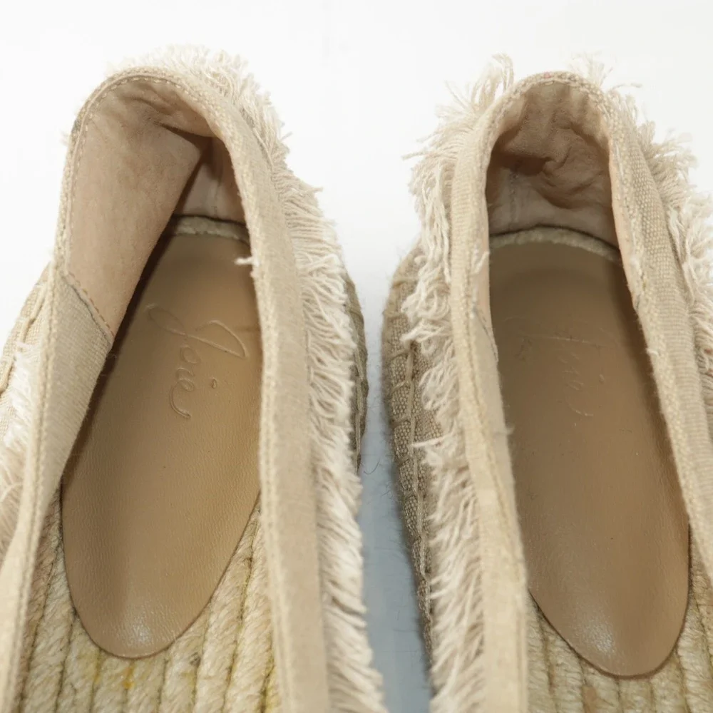 Joie Womens Vivienne Espadrille Shoe Size 38 8 Tan Canvas Flats Fringe Slip On